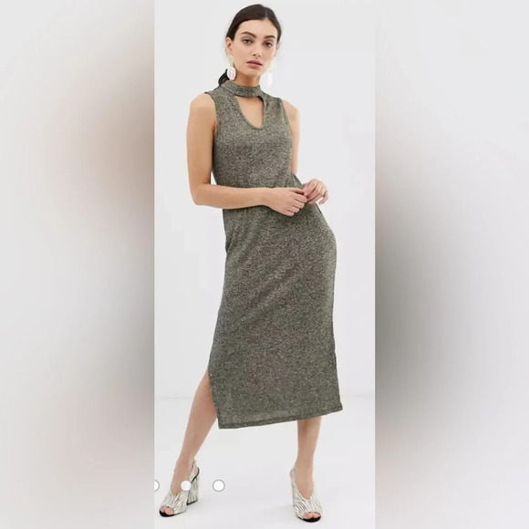 United Color’s of Benetton choker holiday maxi slit dress Sz M - Picture 1 of 12